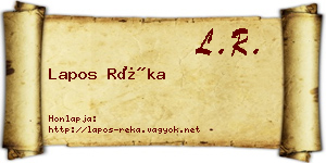 Lapos Réka névjegykártya